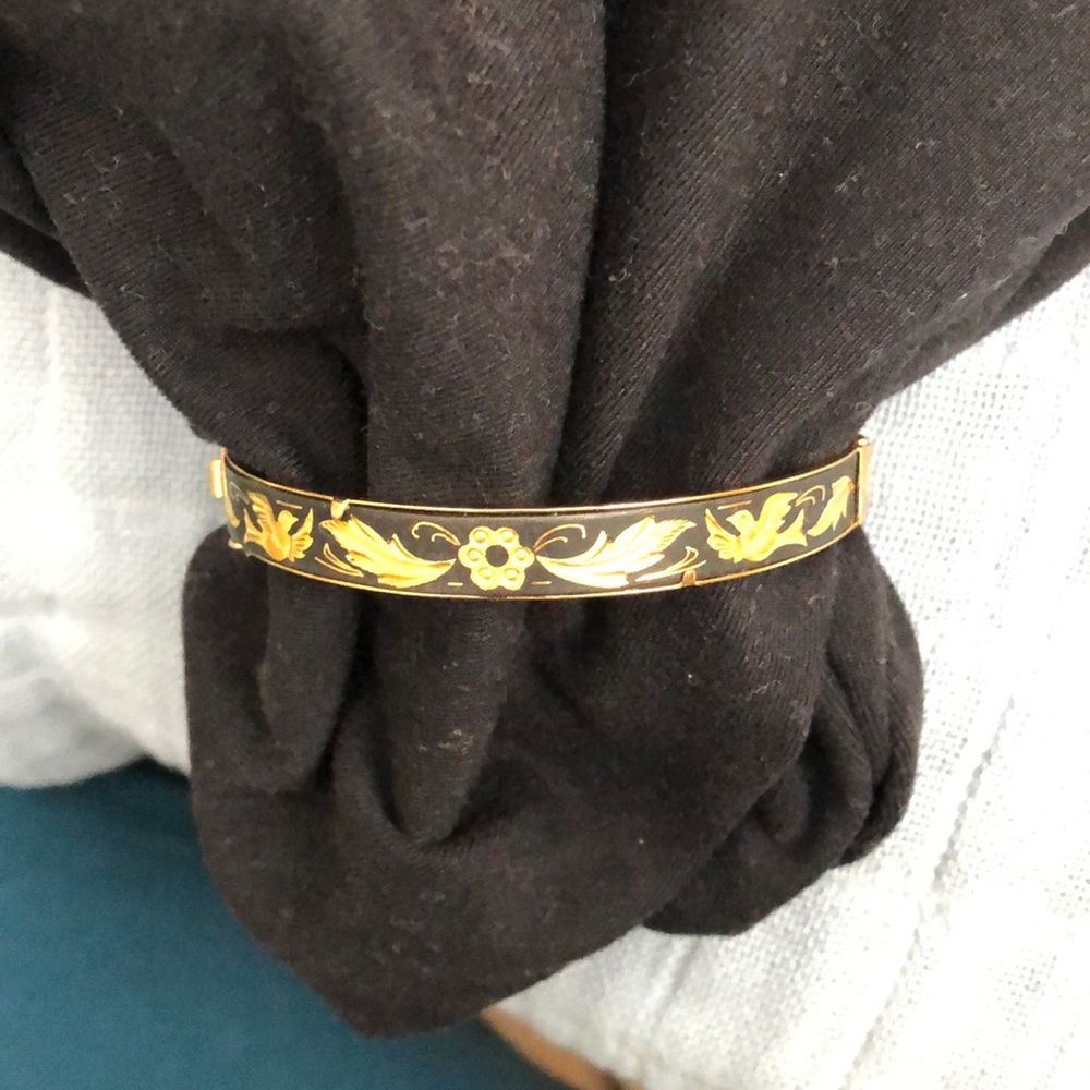 Vintage Spanish Damascene gold cuff bracelet